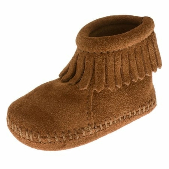 MINNETONKA Infants/Toddlers Suede Leather Indian Moccasins Soft Sole Bootie  🌴 - Picture 1 of 7
